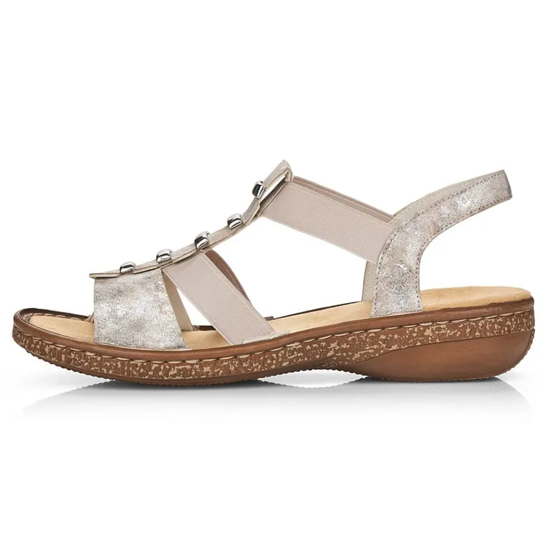 Sandales à enfiler confortables pour femmes Rieker 62850-90 beige
