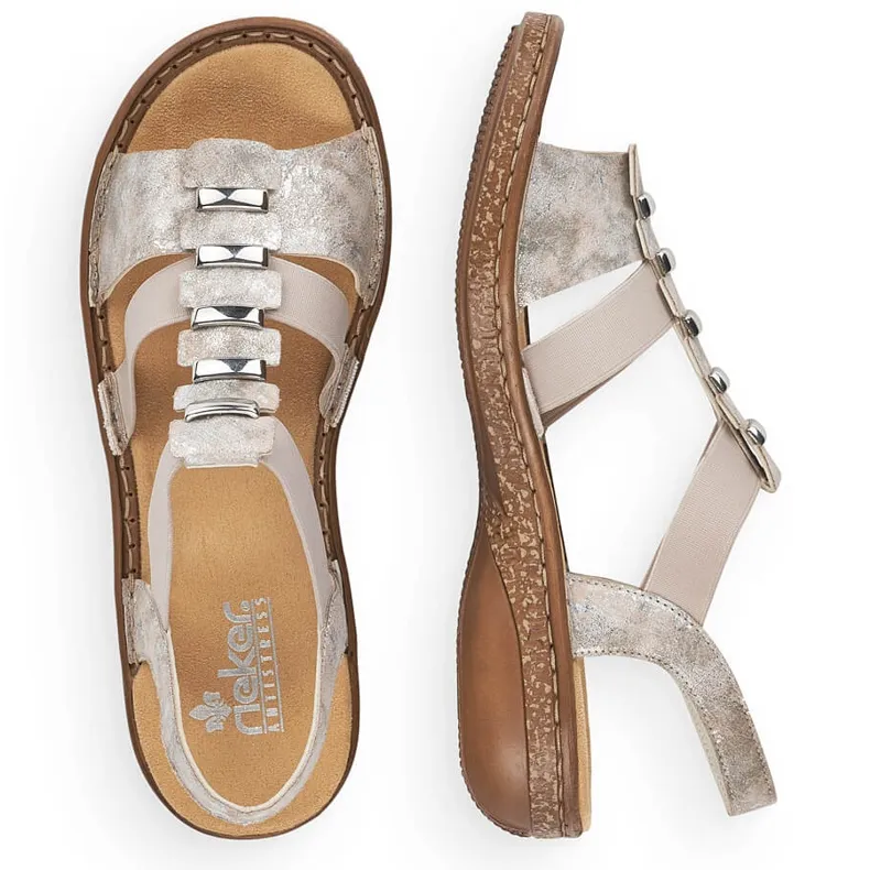 Sandales à enfiler confortables pour femmes Rieker 62850-90 beige