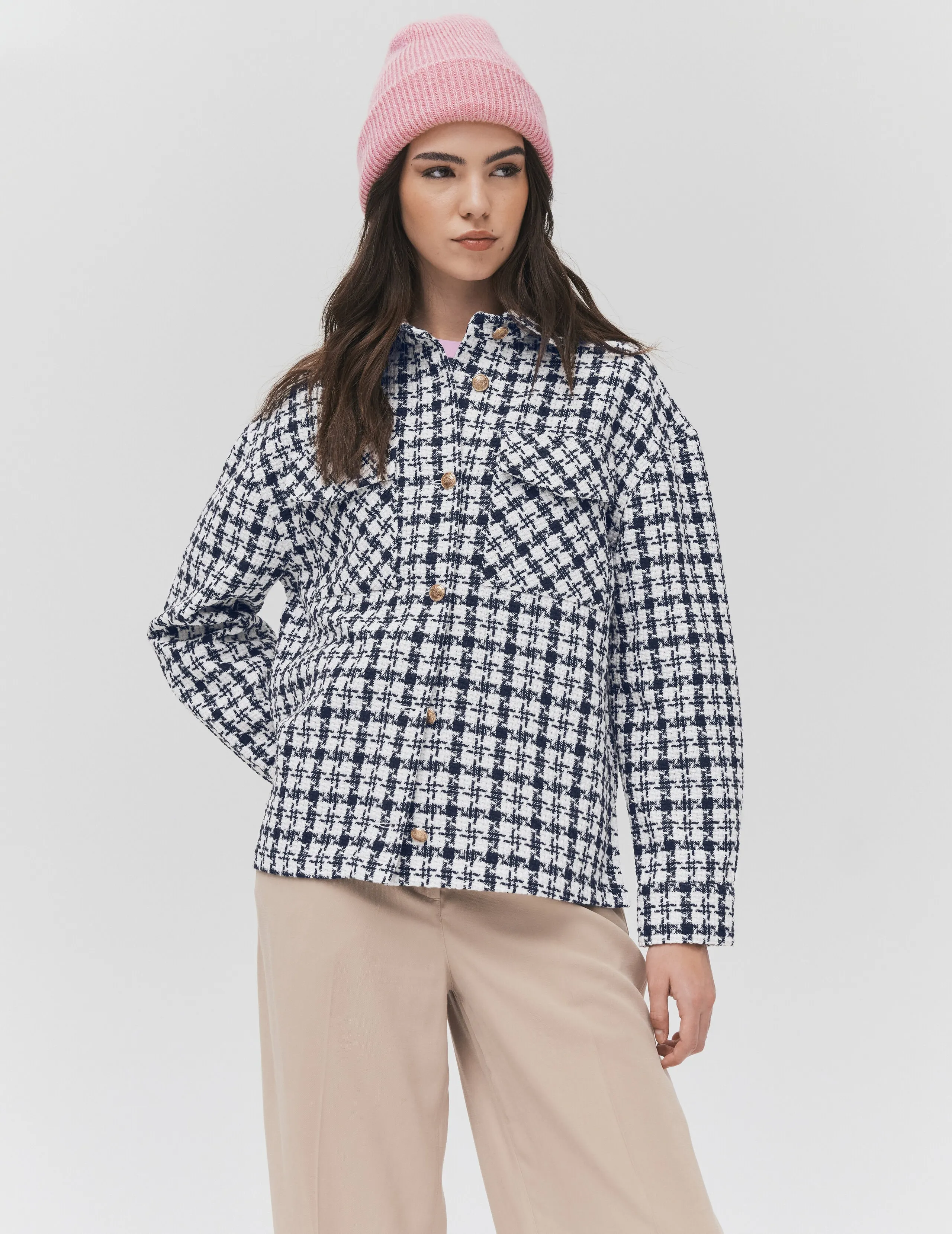 Surchemise tweed à carreaux