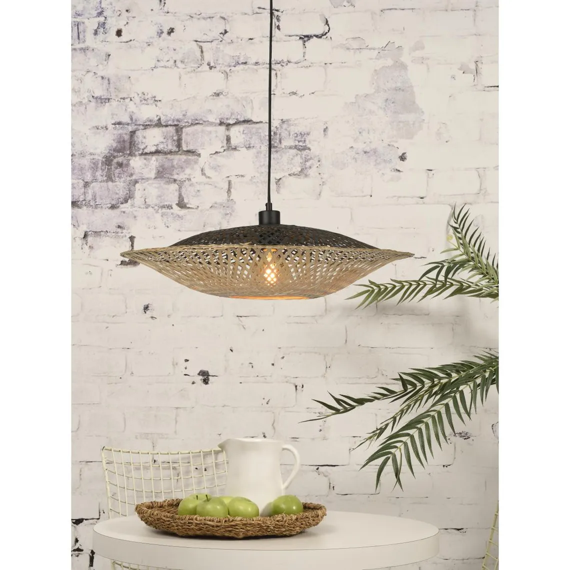 Suspension Ronde Bambou Naturel Noir D.60 KALIMANTAN | 3 Suisses