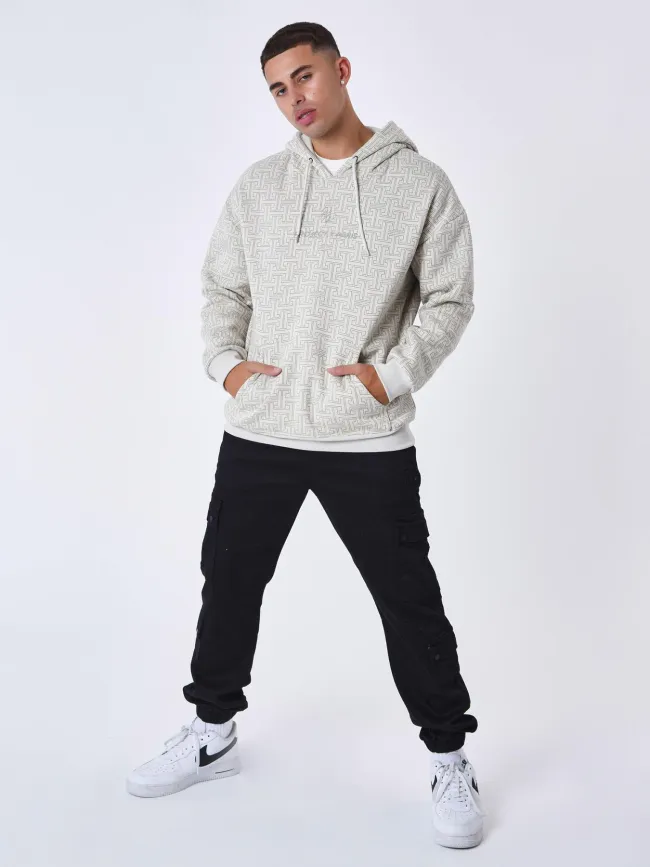 Sweat imprimés logo brodé beige homme - Project X Paris | wimod