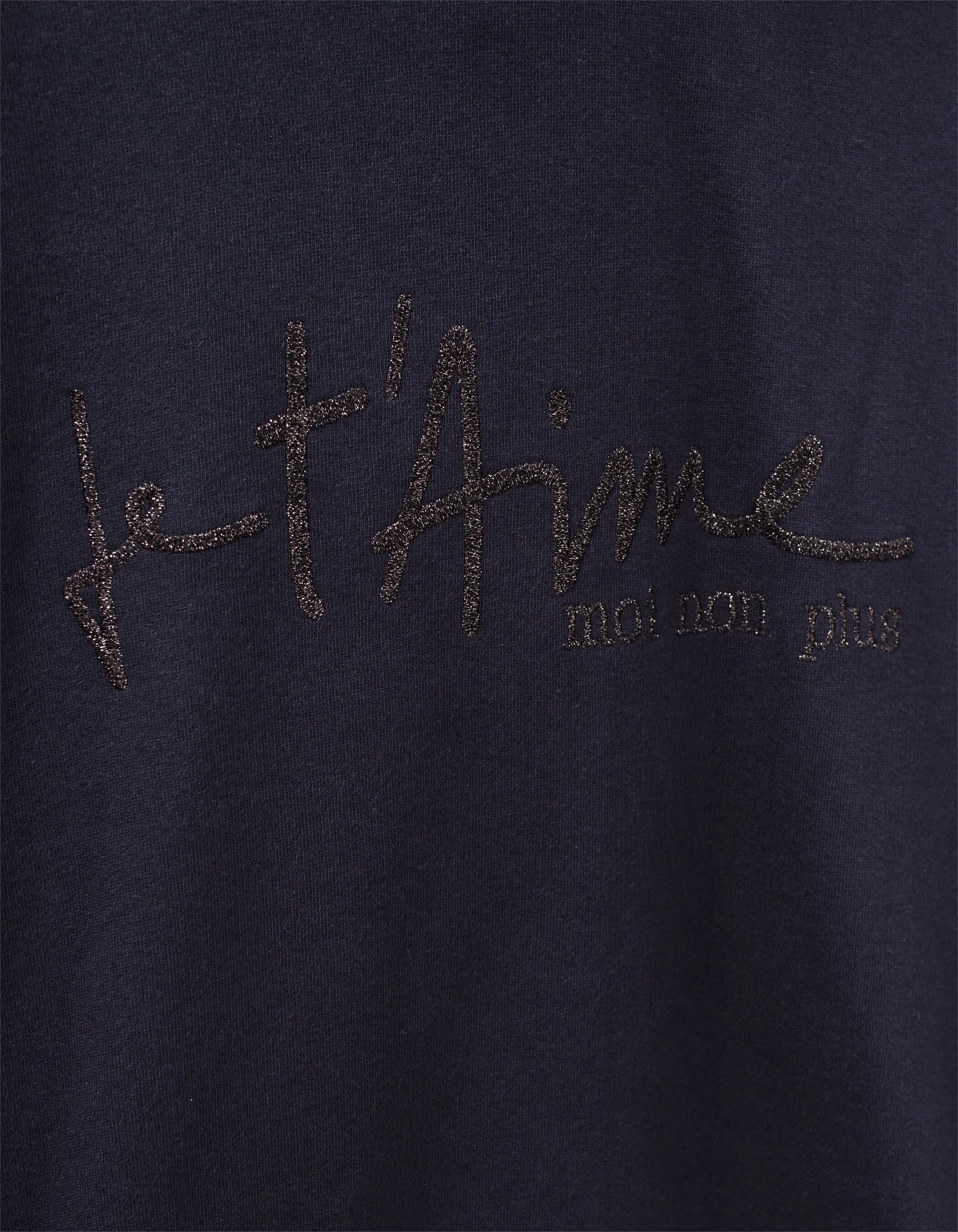 Sweat marine message broderie paillettes Femme