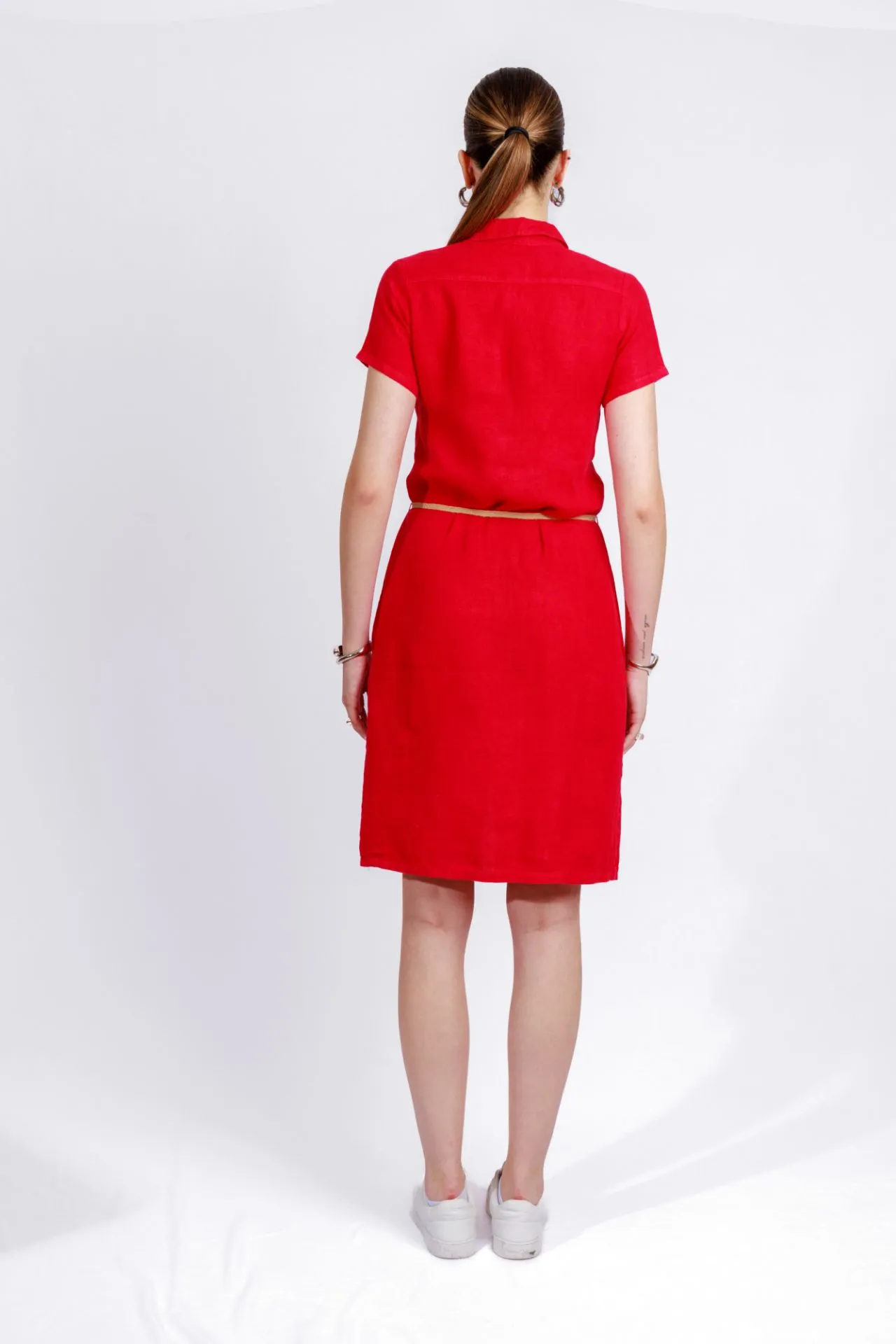 Tall Femme Robe en Lin Midi