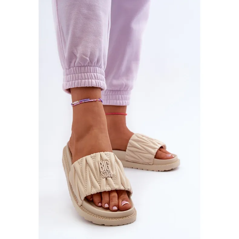 Tongs pour femmes sur la plateforme Big Star NN274A746 Beige