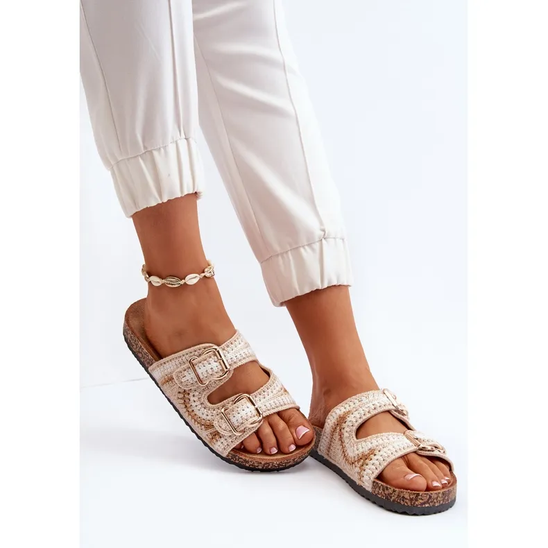 Tongs pour femmes à semelle en liège, Beige Fannea