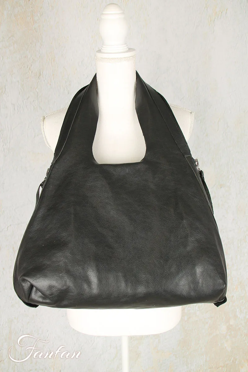 Trippen Sac shopper en cuir noir