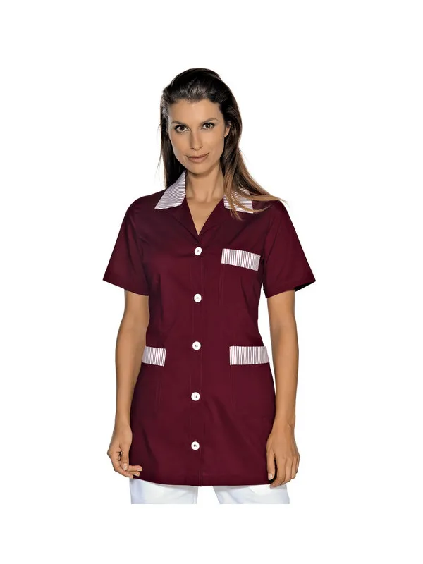 Tunique Médicale Manches Courtes Marbella Bordeaux Rayé Bordeaux
