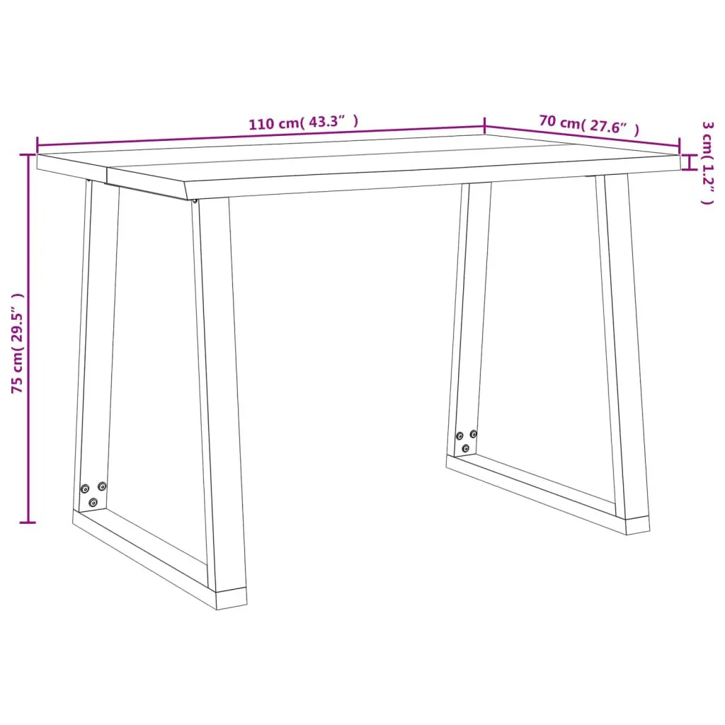 vidaXL Ensemble à manger 3 pcs avec bord vivant bois massif d'acacia | vidaxl-fr