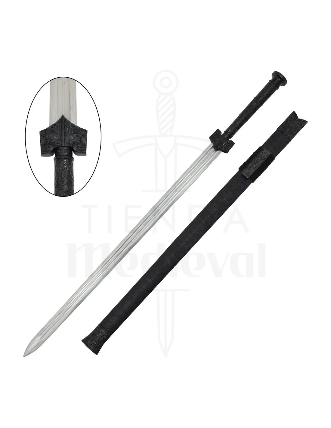 Épée traditionnelle chinoise de la dynastie Han, noire (96,5 cm.) ⚔️ Boutique